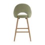 Oak and Sage Green Velvet Kitchen Stool with Back - Colbie