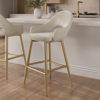 Gold and Beige Upholstered Kitchen Stool with Back - Colbie