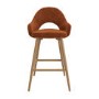 Oak and Burnt Orange Upholstered Kitchen Stool with Back - Colbie