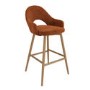 Oak and Burnt Orange Upholstered Kitchen Stool with Back - Colbie
