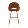 Oak and Burnt Orange Upholstered Kitchen Stool with Back - Colbie
