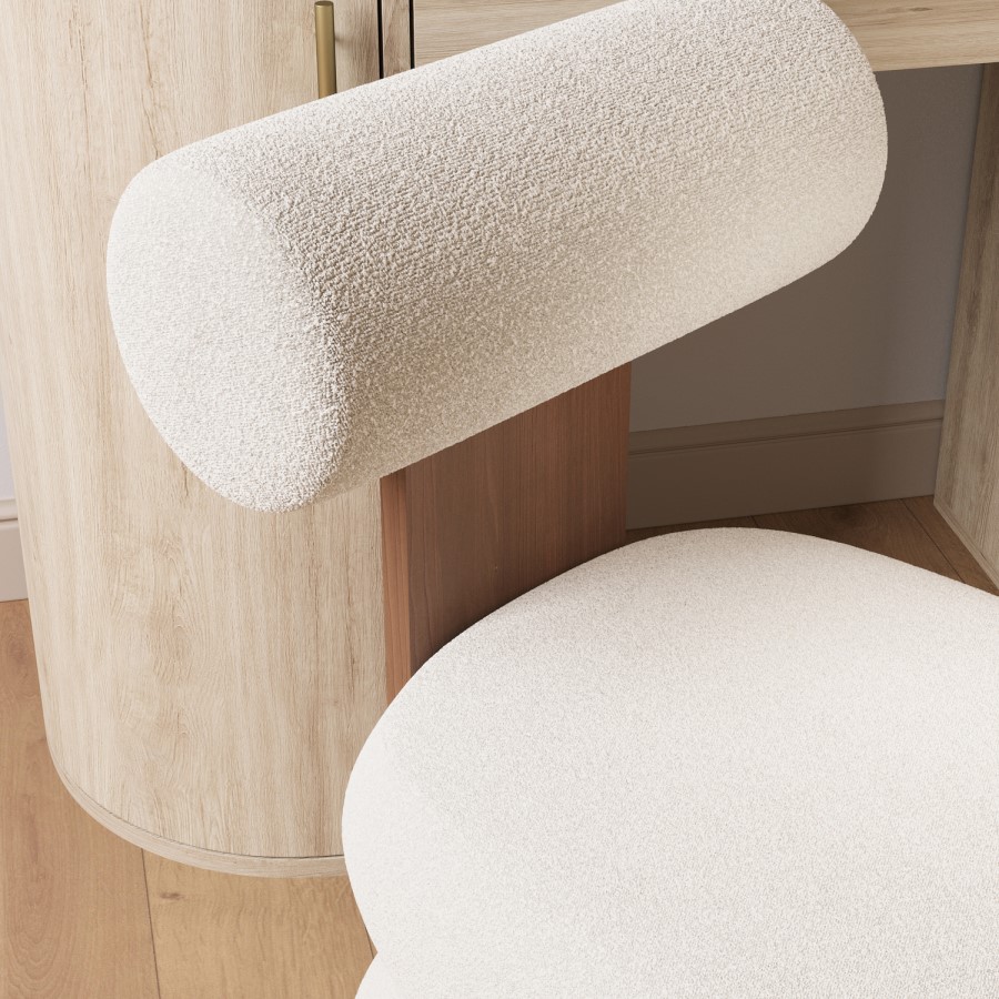 Cream Boucle Roll Back Dressing Table Chair - Cleo