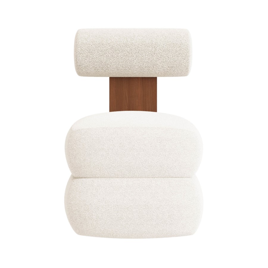 Cream Boucle Roll Back Dressing Table Chair - Cleo