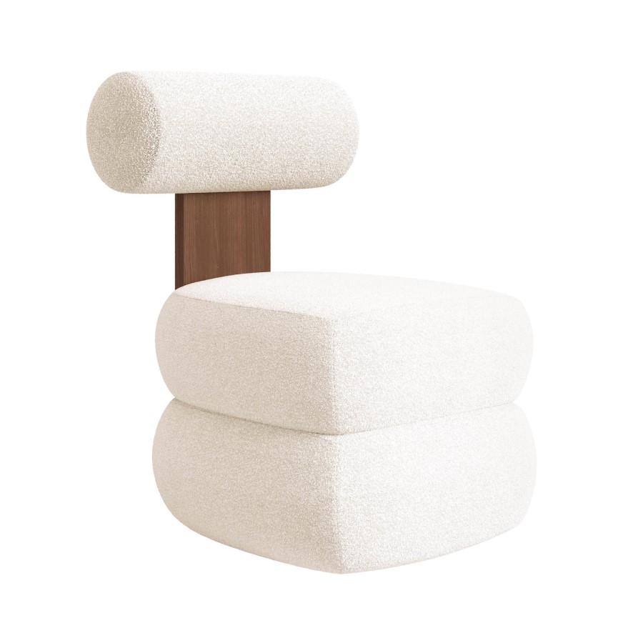 Cream Boucle Roll Back Dressing Table Chair - Cleo