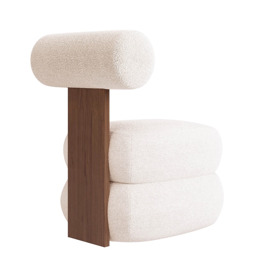 Cream Boucle Roll Back Dressing Table Chair - Cleo