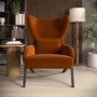 Burnt Orange Velvet Wingback Accent Chair - Clarence