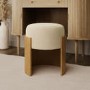 Cream Upholstered Bedroom Stool With Curved Oak Base - Clover