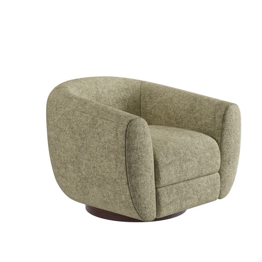 Sage Green Chenille Round Swivel Tub Chair - Celine