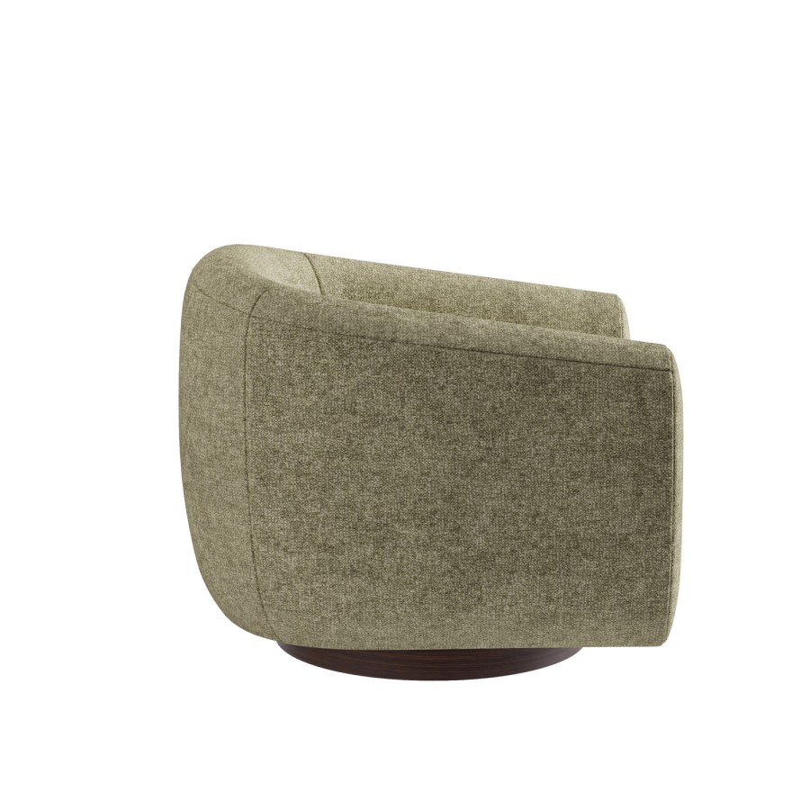 Sage Green Chenille Round Swivel Tub Chair - Celine