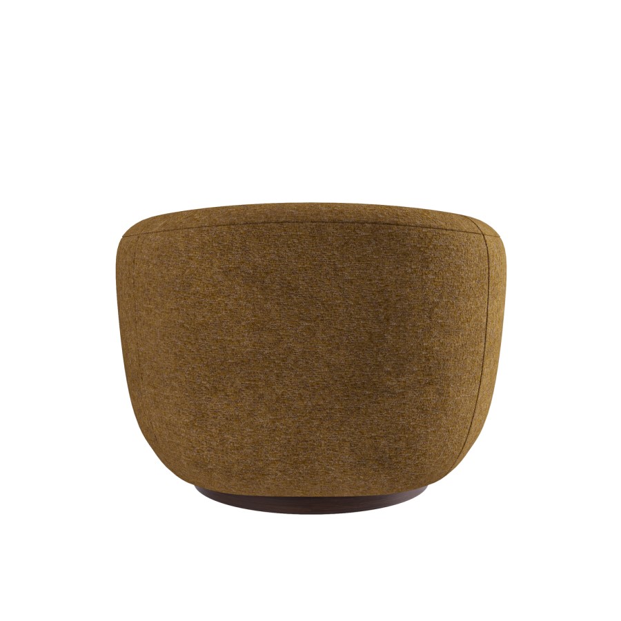 Caramel Brown Chenille Round Swivel Tub Chair - Celine