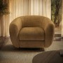 Caramel Brown Chenille Round Swivel Tub Chair - Celine