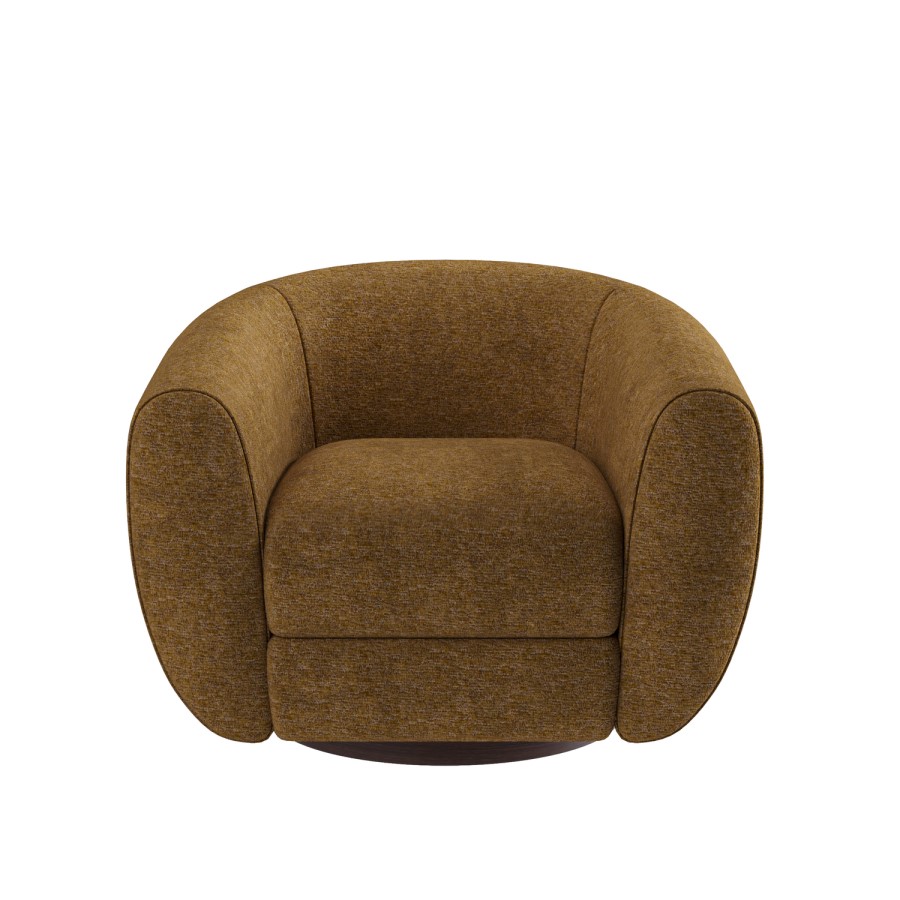 Caramel Brown Chenille Round Swivel Tub Chair - Celine