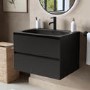 700mm Black Wall Hung Vanity Unit with Basin - Como