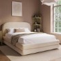 Cream Upholstered Double Bed Frame with Storage Drawer – Connie