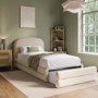 Cream Upholstered Single Bed Frame with Storage Drawer – Connie