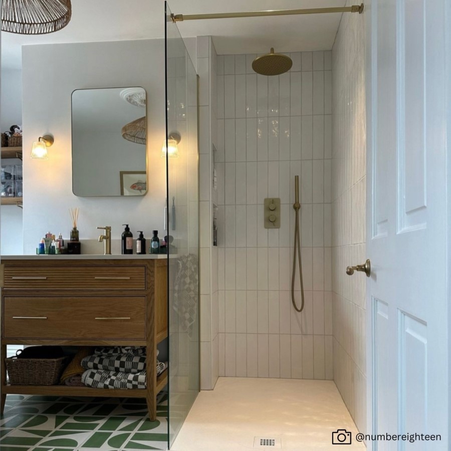 800mm Brushed Brass Shower Screen for Wet Room & Walk In Shower – Corvus