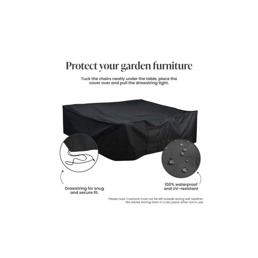 200 x 200 x 80cm Waterproof Black Garden Furniture Cover