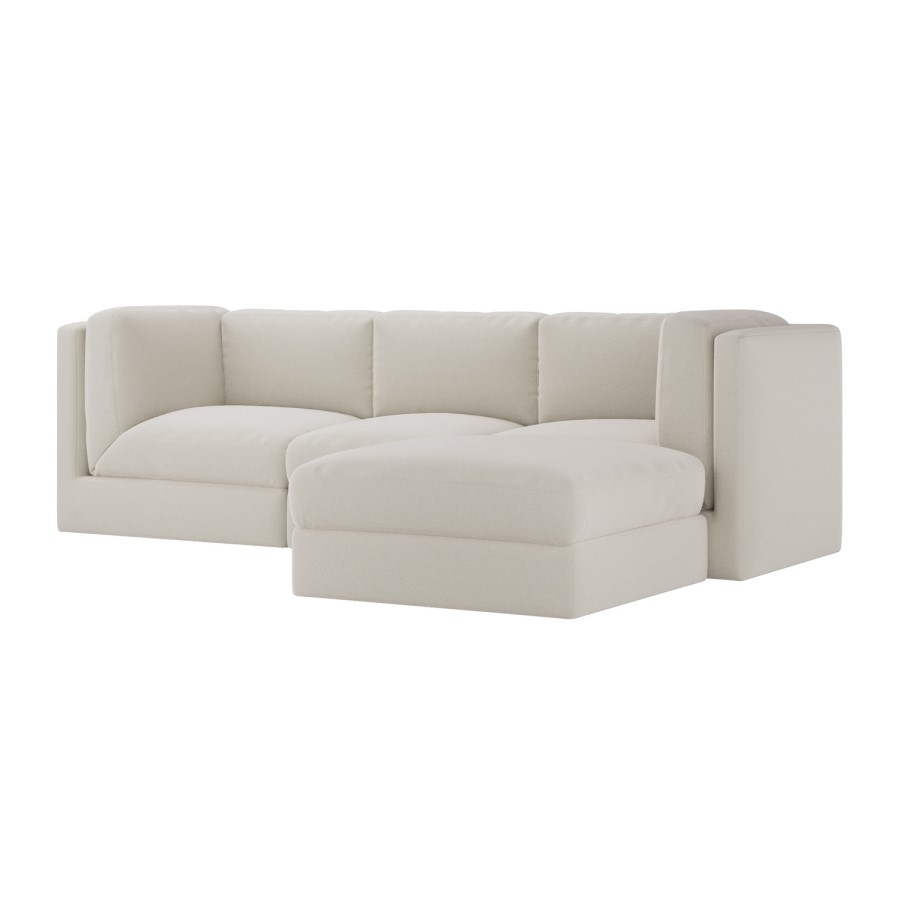 Cream Chenille 4 Seater Modular Chaise L-Shape Corner Sofa - Cameron