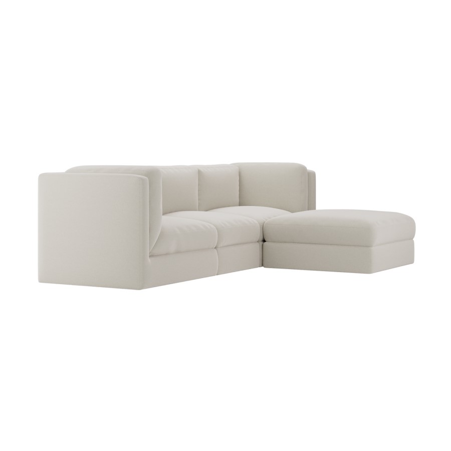 Cream Chenille 4 Seater Modular Chaise L-Shape Corner Sofa - Cameron