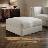 Cream Chenille Ottoman Storage Footstool - Cameron