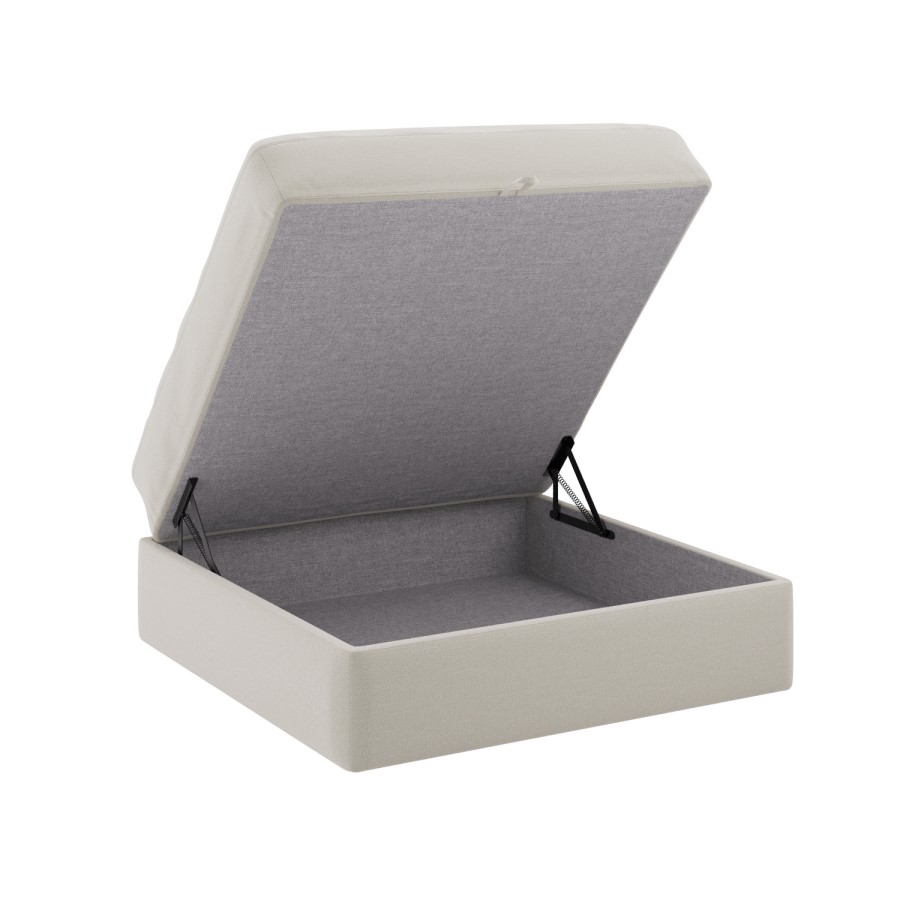 Cream Chenille Ottoman Storage Footstool - Cameron