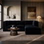Navy Blue Chenille 4 Seater Modular Chaise L-Shape Corner Sofa - Cameron