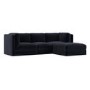 Navy Blue Chenille 4 Seater Modular Chaise L-Shape Corner Sofa - Cameron