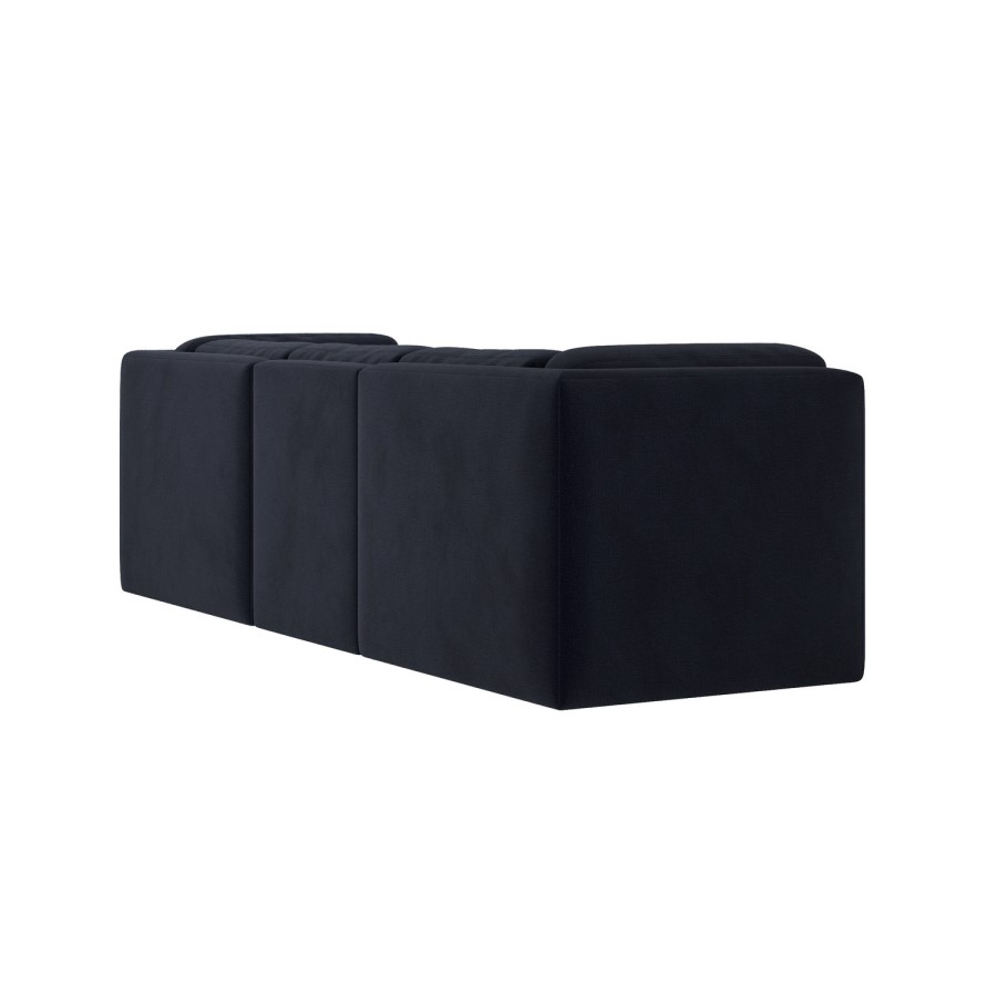 Navy Blue Chenille 4 Seater Modular Chaise L-Shape Corner Sofa - Cameron