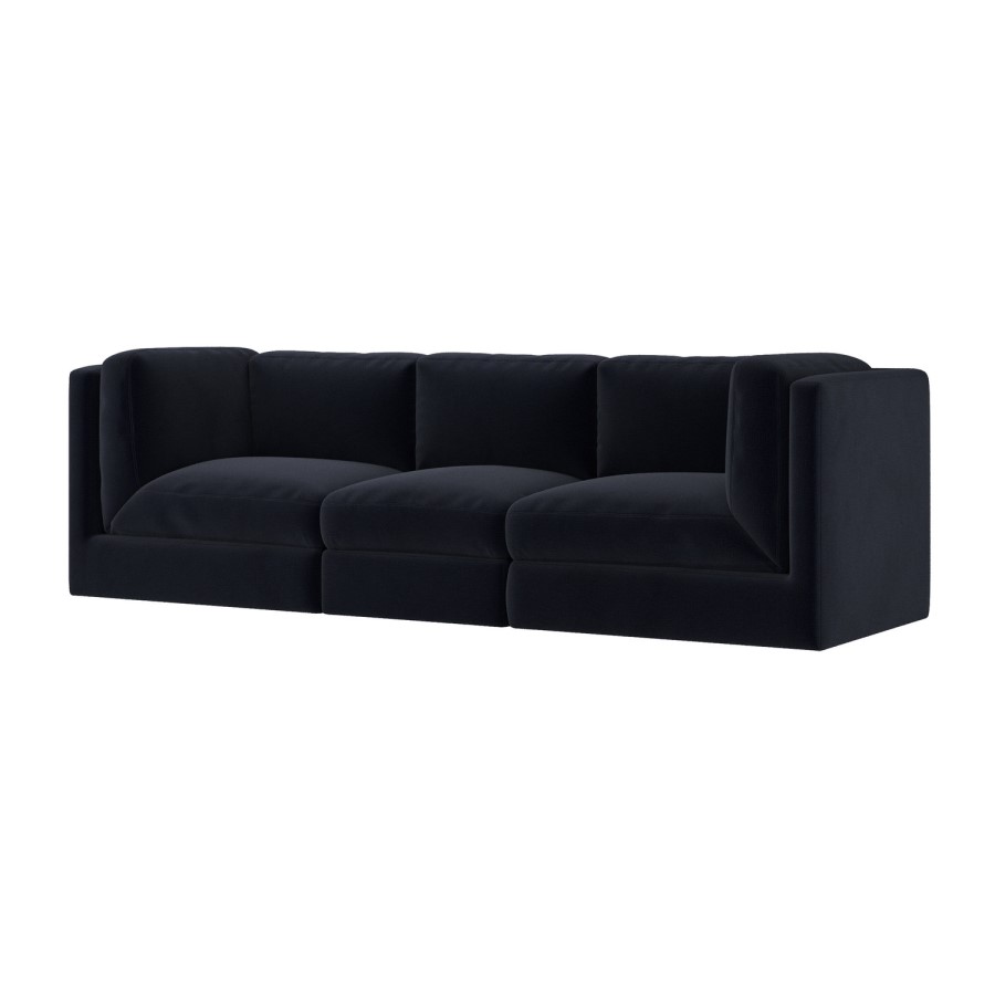 Navy Blue Chenille 4 Seater Modular Sofa - Cameron