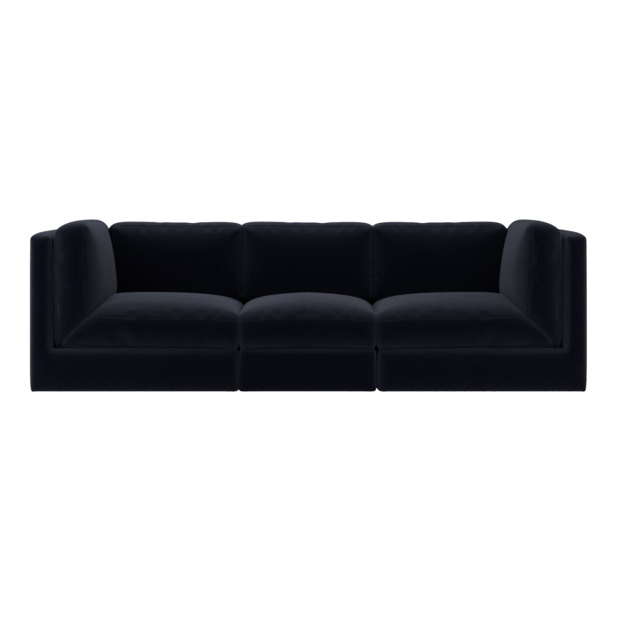 Navy Blue Chenille 4 Seater Modular Sofa - Cameron