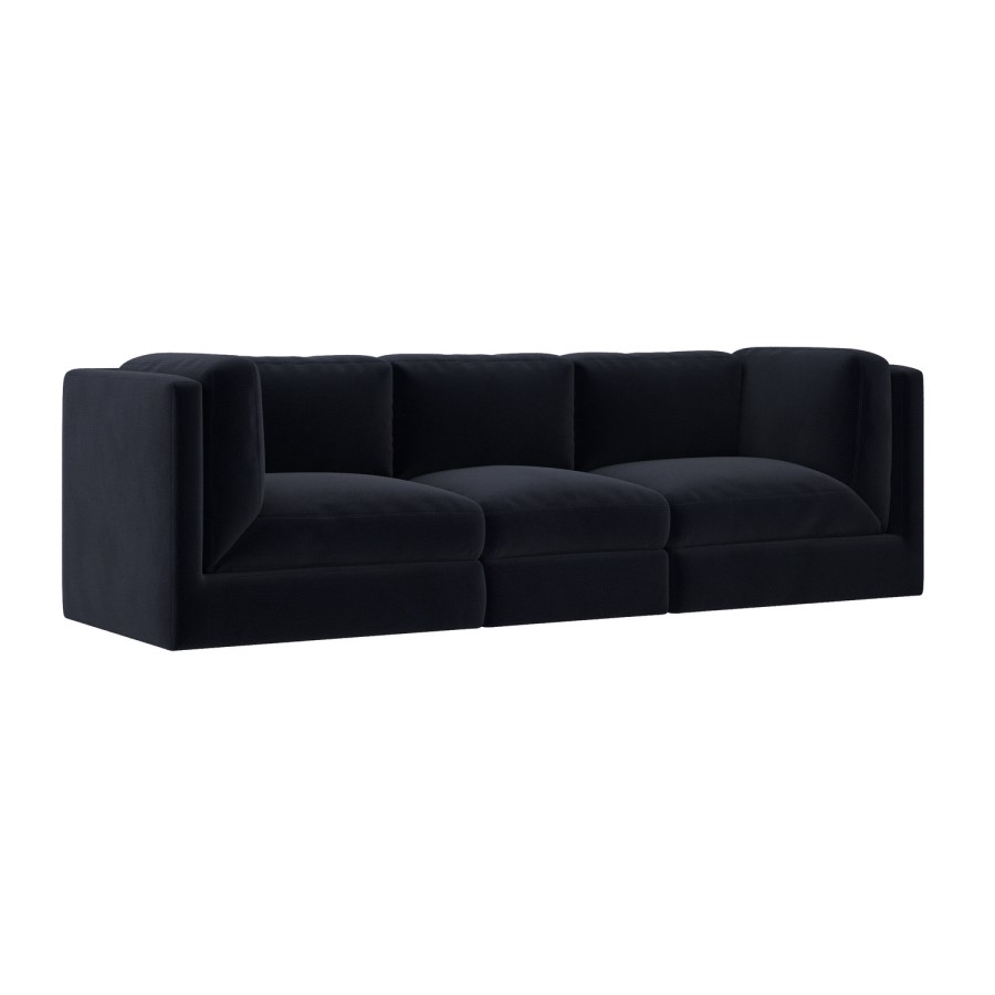 Navy Blue Chenille 4 Seater Modular Sofa - Cameron