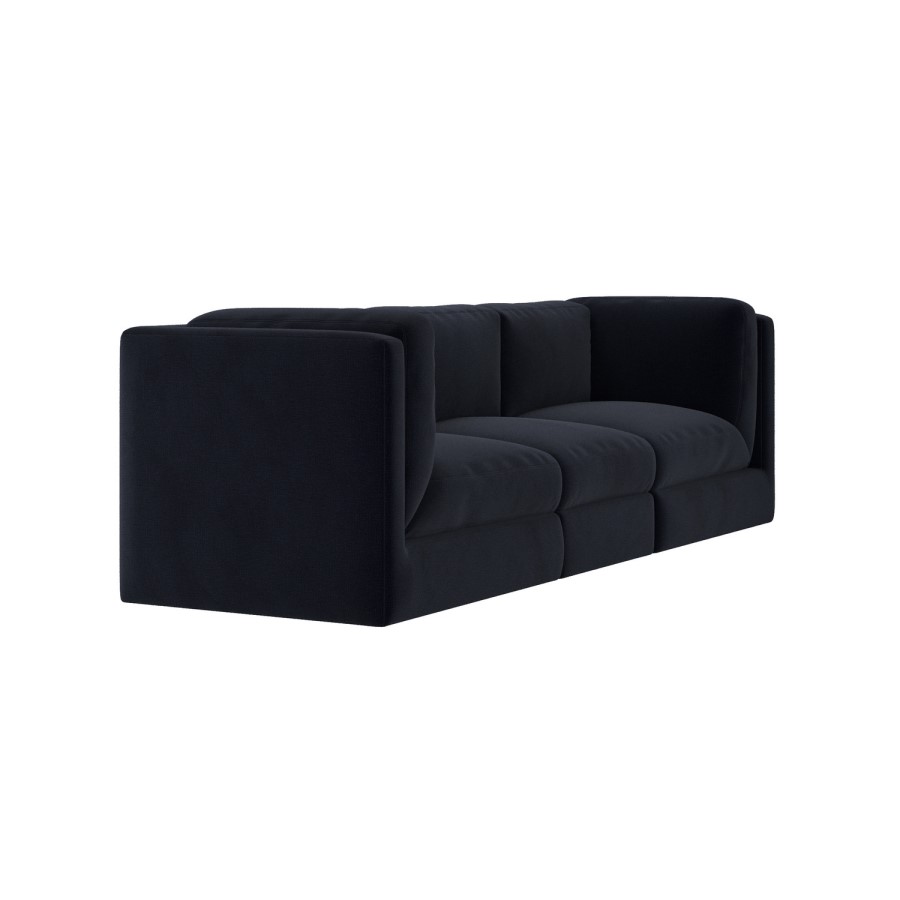Navy Blue Chenille 4 Seater Modular Sofa - Cameron