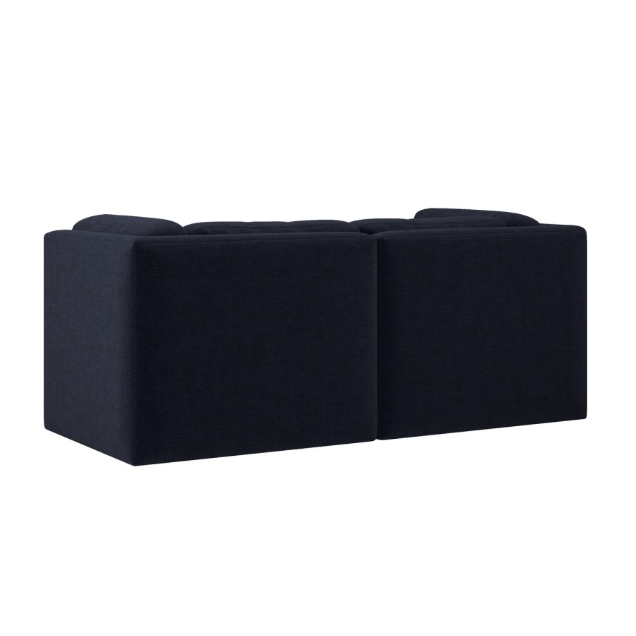 Navy Blue Chenille 3 Seater Modular Sofa - Cameron