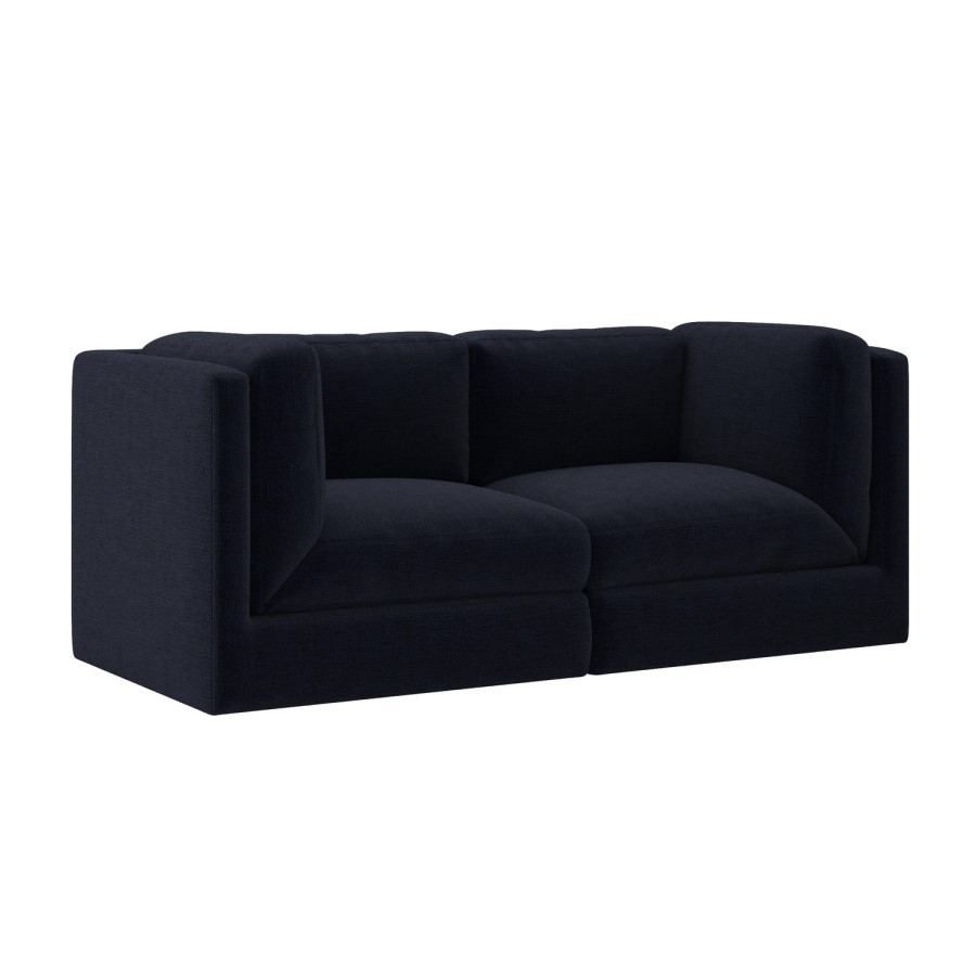 Navy Blue Chenille 3 Seater Modular Sofa - Cameron