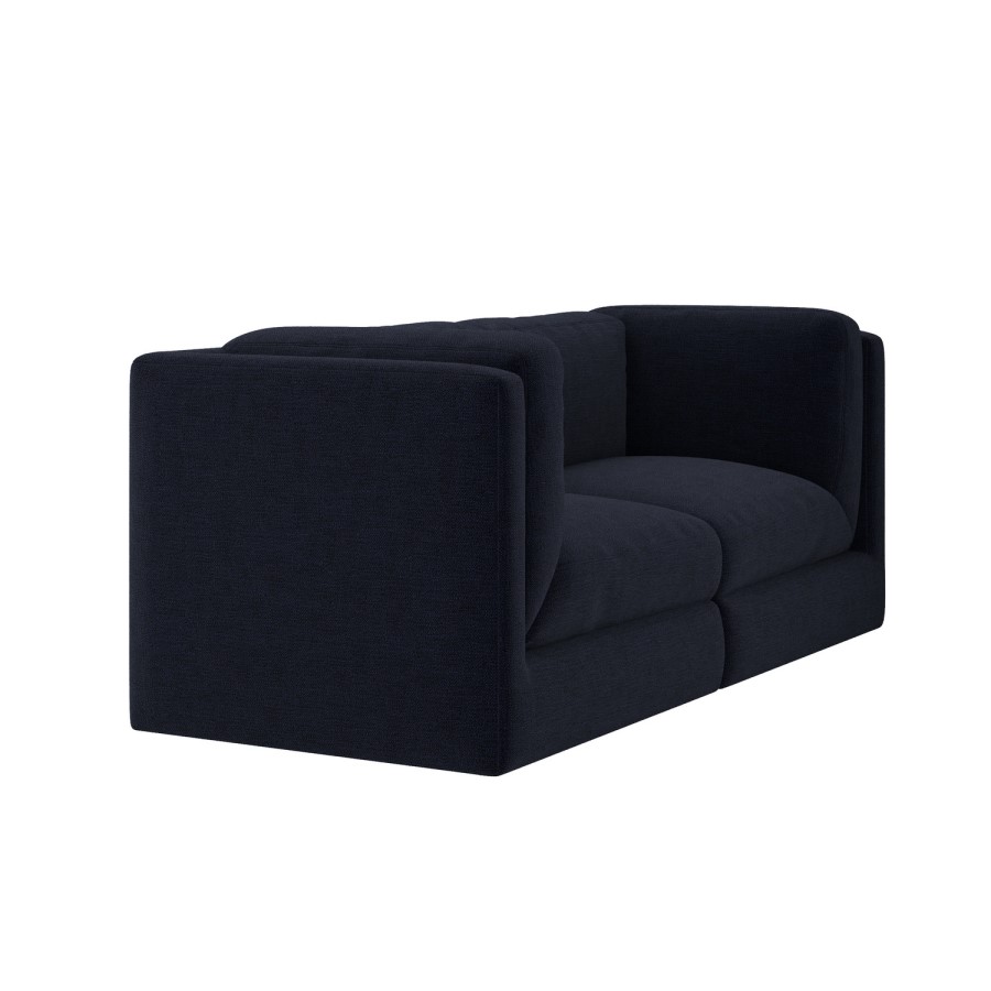 Navy Blue Chenille 3 Seater Modular Sofa - Cameron