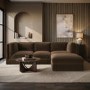 Brown Chenille 4 Seater Modular Chaise L-Shape Corner Sofa - Cameron