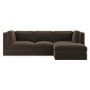 Brown Chenille 4 Seater Modular Chaise L-Shape Corner Sofa - Cameron