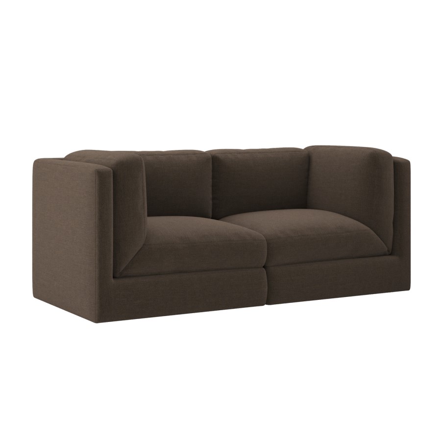 Brown Chenille 3 Seater Modular Sofa - Cameron