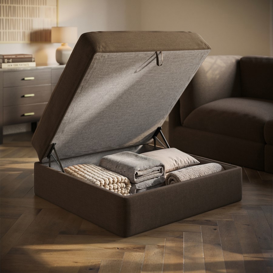 Brown Chenille Ottoman Storage Footstool - Cameron