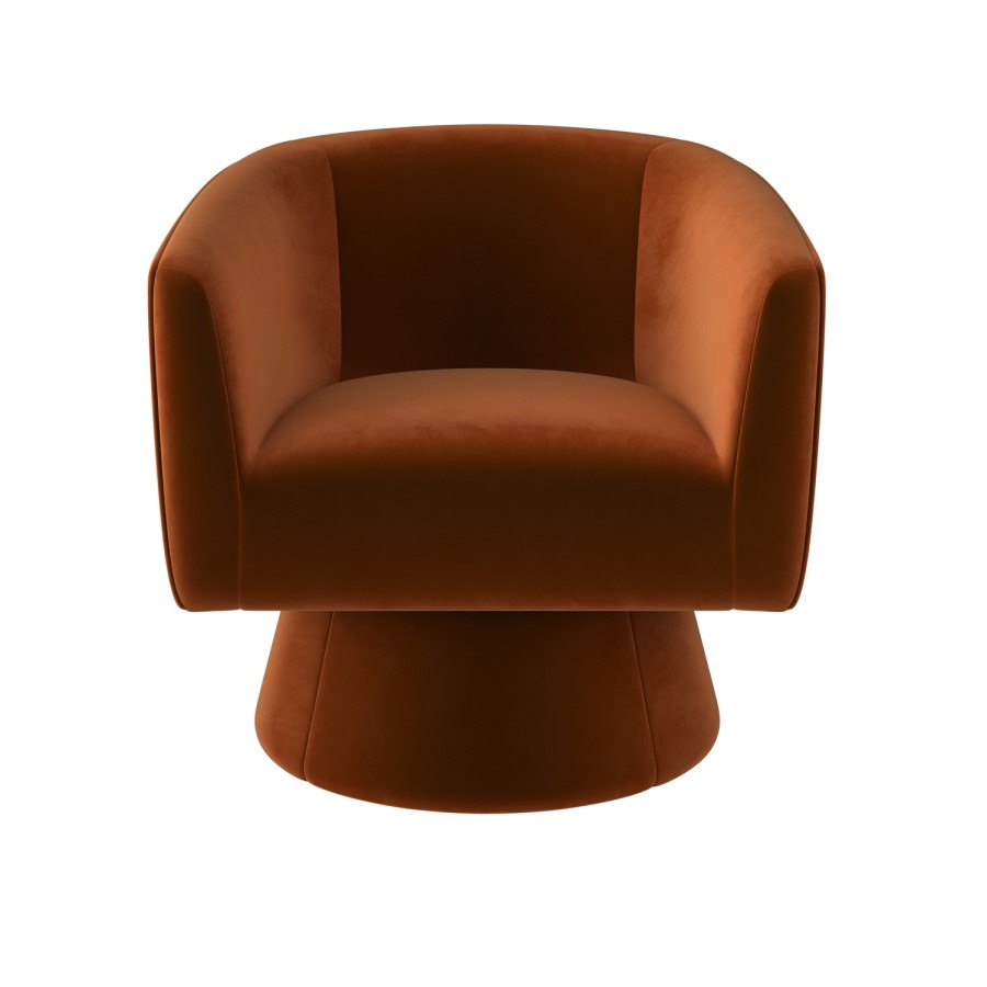 Burnt Orange Velvet Swivel Armchair - Cairo