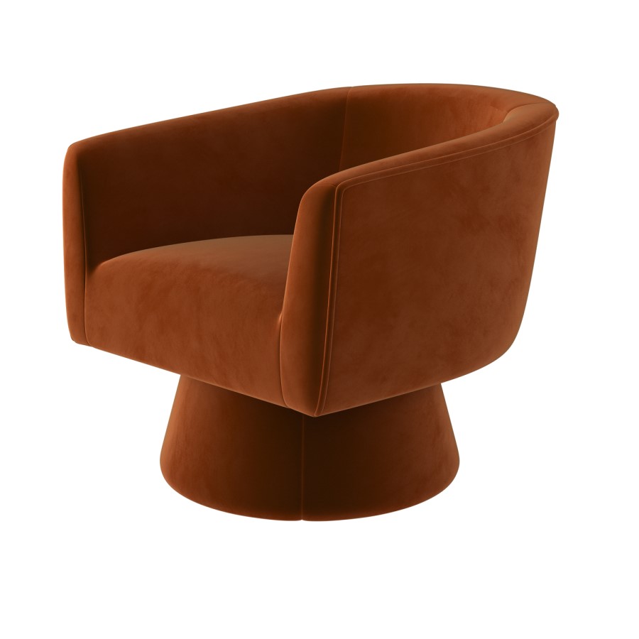 Burnt Orange Velvet Swivel Armchair - Cairo