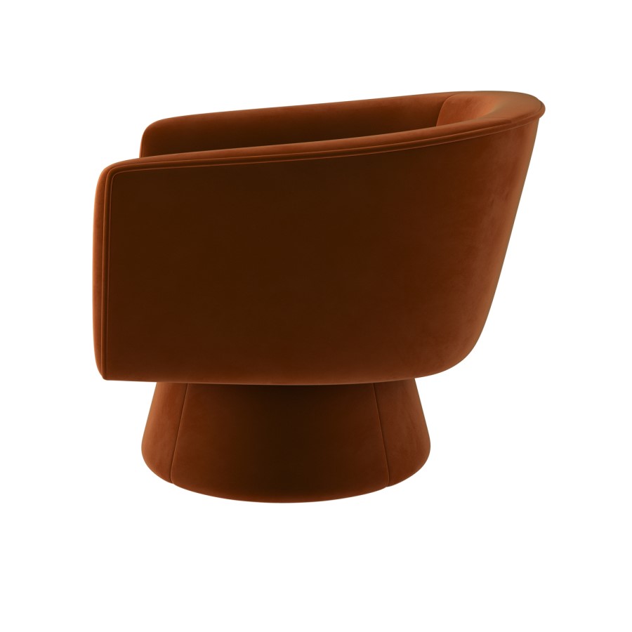 Burnt Orange Velvet Swivel Armchair - Cairo