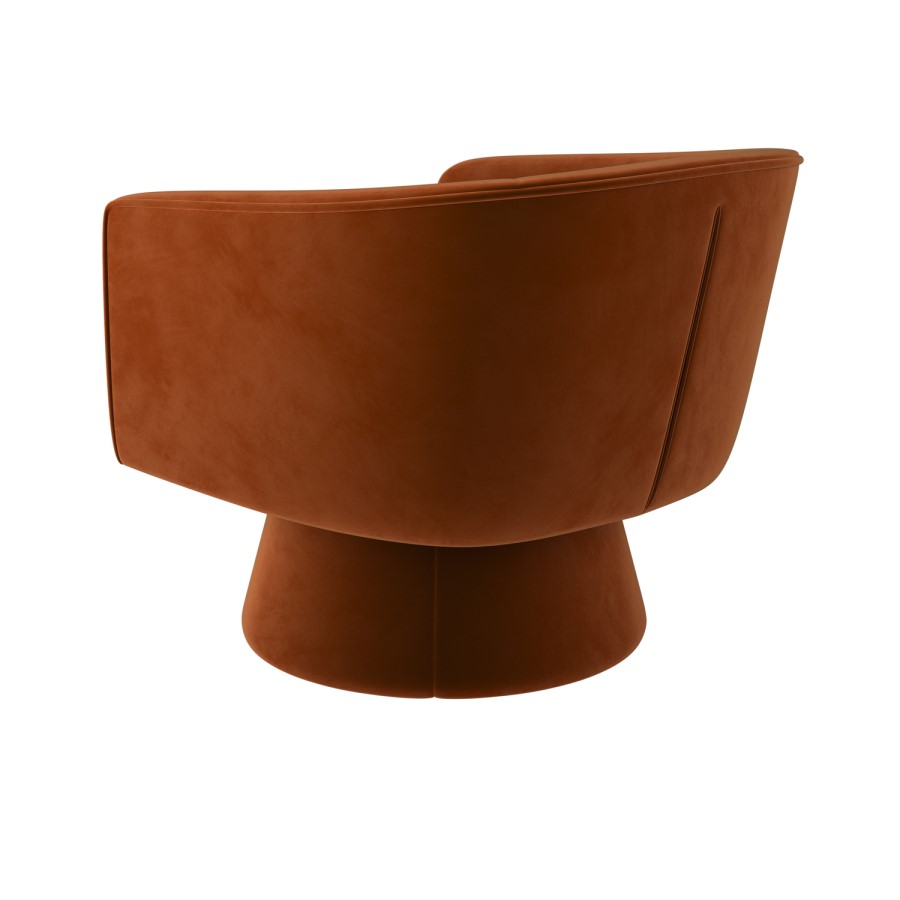 Burnt Orange Velvet Swivel Armchair - Cairo