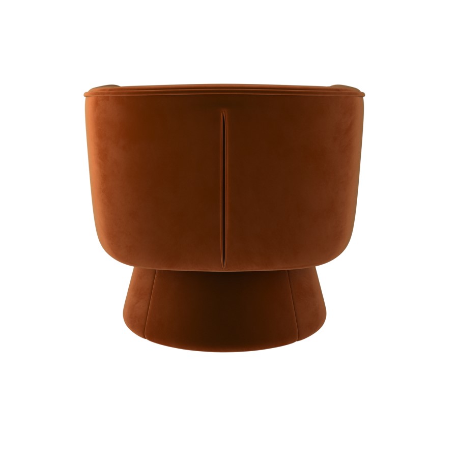 Burnt Orange Velvet Swivel Armchair - Cairo