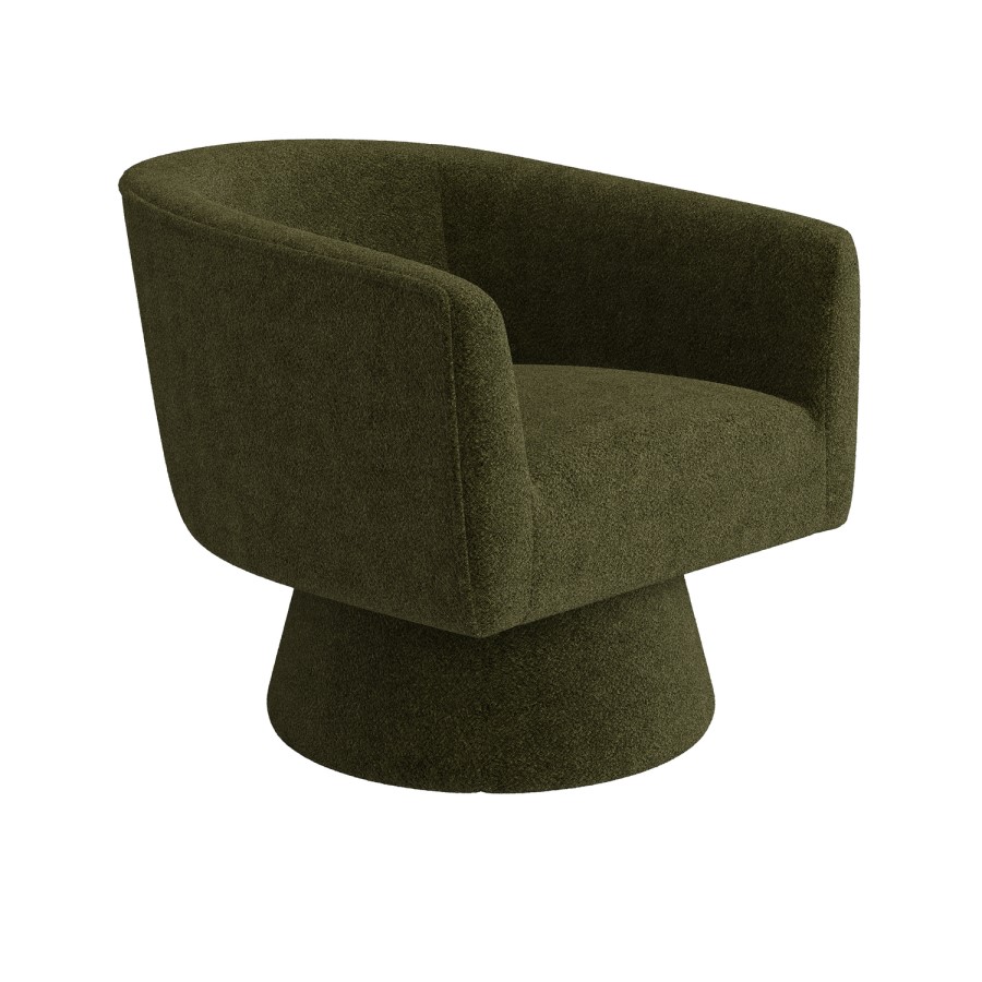 Green Boucle Swivel Accent Chair - Cairo