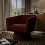 Deep Red Velvet Swivel Armchair - Cairo