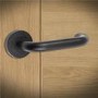 Internal Matt Black Lever Fire Door Handle with Latch and Hinges Pack - 65mm Latch - Curone - XL Joinery