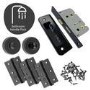 Internal Matt Black Lever Fire Door Handle with Latch and Hinges Pack - 75mm Latch - Curone - XL Joinery