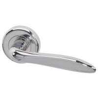 Internal Silver Polished Chrome Lever Fire Door Handle with Latch and Hinges Pack - 75mm Latch - Danube - XL Joinery