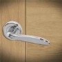 Internal Silver Polished Chrome Lever Fire Door Handle with Latch and Hinges Pack - 75mm Latch - Danube - XL Joinery
